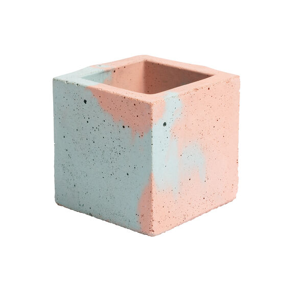 Mini concrete blue pink marble square pot